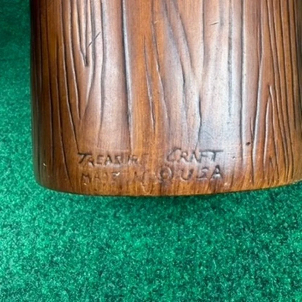 Vintage Treasure Craft Butterfly Cookie Jar Wood Look Ceramic Canister USA Made